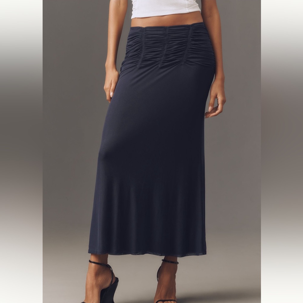 NEW NWT Anthropologie Maeve touches yoke column navy maxi skirt size S